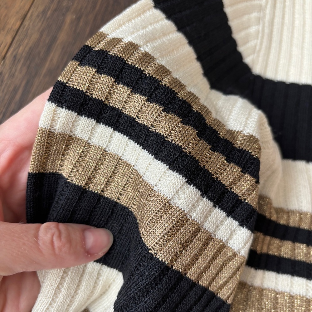 Vintage St John Sport Wool Blend Mock Neck Sweater Striped, Size Small - Picture 4 of 13